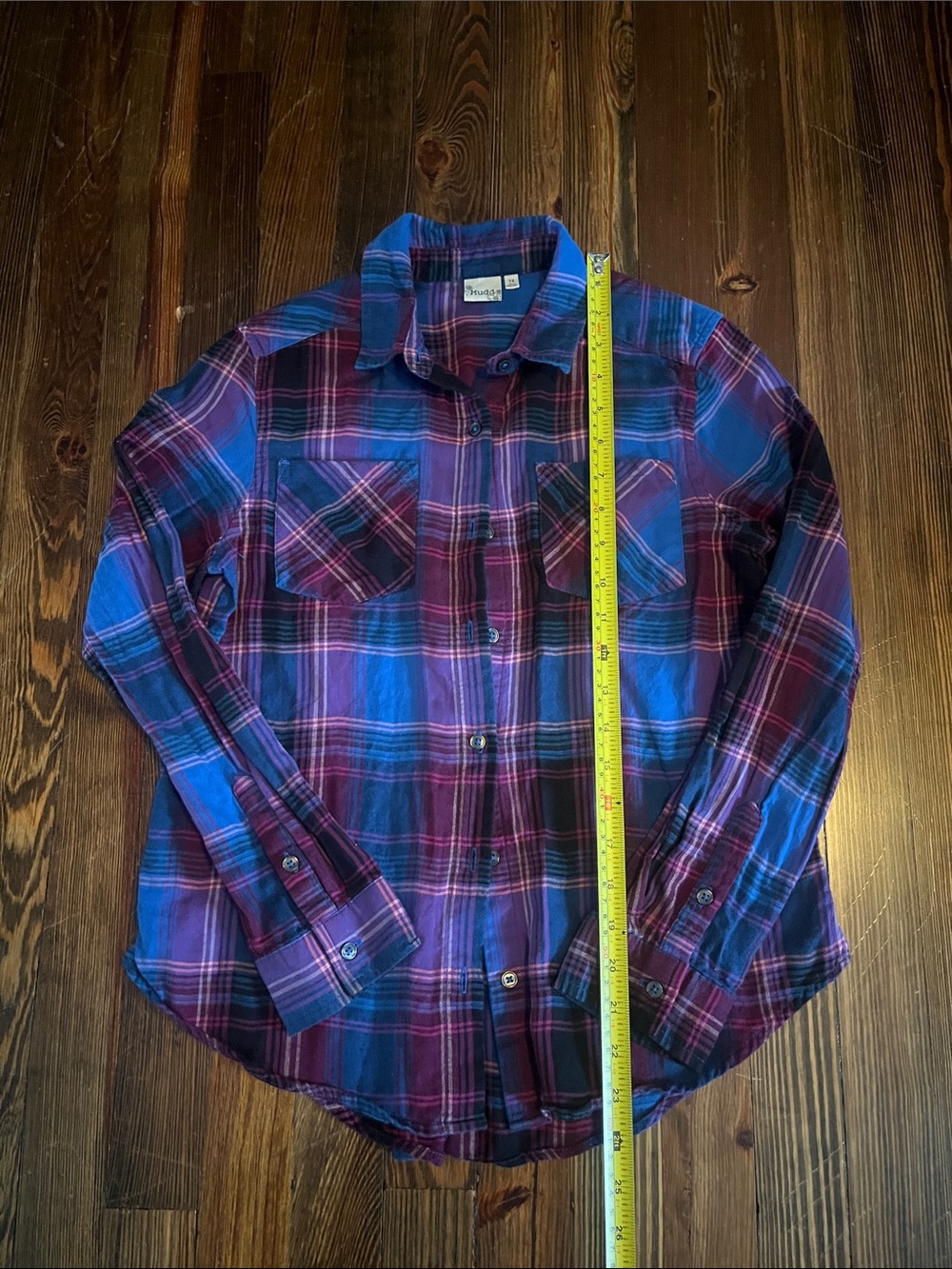 Mudd Purple and Blue Plaid Button-Down Shirt